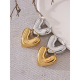 Jacqueline Heart Hoop Earrings – Rust Proof & Stylish Design | Huna Jewelry