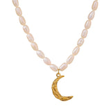 Oona Pearl Moon Necklace – Elegant & Timeless Piece | Huna Jewelry