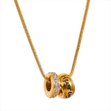 Giuliana "Heureuse" Pendant Necklace – Engraved & Zircon Bead Design | Huna Jewelry