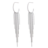 Lunaria Tassel Drop Earrings – Glamorous Long Dangle Statement | Huna Jewelry