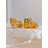 Hunter Heart Stud Earrings – Bold Design with Sparkle | Huna Jewelry