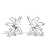 Jaidah Pearl Flower Stud Earrings – Elegant & Rust-Resistant Design | Huna Jewelry