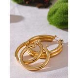 Lauren Round Hoop Earrings – Sleek & Minimalist Classic Style | Huna Jewelry