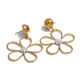 Jill Flower Drop Earrings – Hypoallergenic Dangle with Mini Pearls | Huna Jewelry