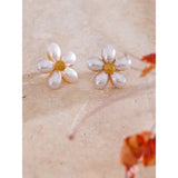 Gia Pearl Flower Stud Earrings – Timeless Chic Statement Jewelry | Huna Jewelry