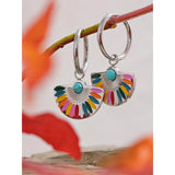 Gigi Enamel Fan Drop Earrings – Colorful Y2K Statement Hoops | Huna Jewelry