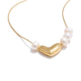 Millie Pearl & Heart Necklace – Simple & Classic Love Pendant | Huna Jewelry