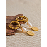 Camden Pearl Flower Earrings – Elegant Drop Design for Women | Huna Jewelry