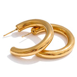Kendall C-Shape Huggie Hoop Earrings – Daily Chic Stainless Steel Jewelry | Huna Jewelry