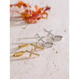 Blake Cross Drop Earrings – Delicate, Chic & Stylish Dangle | Huna Jewelry