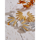 Flo Geometric Flower Petal Stud Earrings – Bold & Smooth Design | Huna Jewelry