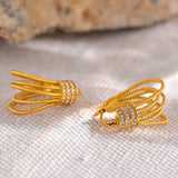 Clara CZ Geometric Hoop Earrings – 18K Gold-Plated & Stylish | Huna Jewelry