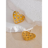 Hunter Heart Stud Earrings – Bold Design with Sparkle | Huna Jewelry