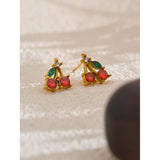 Guinevere Cherry Stud Earrings – Cute & Trendy Fruit Piece | Huna Jewelry