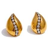 Small Gold Teardrop Earrings with Stones – Elegant Everyday Jewelry | Huna Jewelry