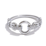 Celestia Round Link Ring – Elegant Cubic Zirconia Jewelry | Huna Jewelry