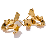Vera Wave Stud Earrings – Textured Irregular Geometric Elegance | Huna Jewelry