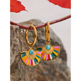 Gigi Enamel Fan Drop Earrings – Colorful Y2K Statement Hoops | Huna Jewelry