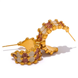 Eloise Enamel C-Shape Earrings – Trendy & Stylish Design| Huna Jewelry