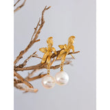 Demi Floral Pearl Drop Earrings – Elegant Waterproof Jewelry | Huna Jewelry