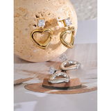 Arida Heart Drop Earrings – Hollow Design, Hypoallergenic & Stylish | Huna Jewelry
