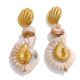 Madison Resin Shell Conch Drop Earrings – Coastal Charm with Modern Style | Huna Jewelry