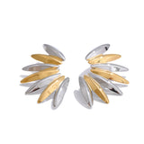 Flo Geometric Flower Petal Stud Earrings – Bold & Smooth Design | Huna Jewelry