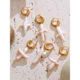 Cecily Baroque Pearl Cross Earrings – Elegant & Timeless Jewelry | Huna Jewelry