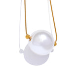 Elena Large Pearl Pendant Necklace – Elegant Minimalist Jewelry | Huna Jewelry