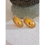 Golden Halo Oval Earrings – Timeless Elegance | Huna Jewelry