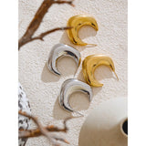 Mia Chunky C-Shape Huggie Earrings – Minimalist Stainless Steel | Huna Jewelry