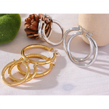 Lauren Round Hoop Earrings – Sleek & Minimalist Classic Style | Huna Jewelry