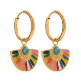 Gigi Enamel Fan Drop Earrings – Colorful Y2K Statement Hoops | Huna Jewelry