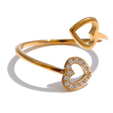 Adjustable Lucky Love Double Open Heart Ring – Timeless Elegance | Huna Jewelry