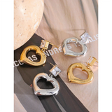 Arida Heart Drop Earrings – Hollow Design, Hypoallergenic & Stylish | Huna Jewelry