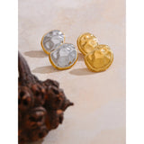 Erin Irregular Round Stud Earrings – Waterproof & Modern Minimalist | Huna Jewelry