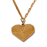 Nova Heart Stripe Pendant Necklace – Elegant Golden Waterproof Jewelry | Huna Jewelry