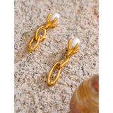 Karter Pearl Drop Earrings – Elegant Long-Hanging Simulated Pearls | Huna Jewelry