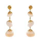 Ingrid Shell Drop Earrings – Elegant Long Dangle Jewelry for Women | Huna Jewelry
