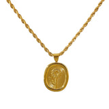 Zarina Oval Pendant Necklace – Engraved Floral Charm Jewelry | Huna Jewelry