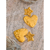 Dahlia Star & Heart Drop Earrings – Textured, Trendy Statement | Huna Jewelry