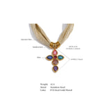 Natalie Cross Pendant Necklace – Shiny Glass Charm on Fabric Cord | Huna Jewelry