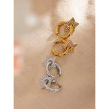 Marissa Star Drop CZ Hoop Earrings – Celestial Elegance | Huna Jewelry