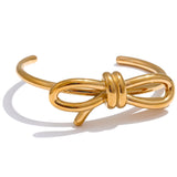 Lorelai Bow Knot Cuff Bracelet – 18K Gold Plated, Trendy & Waterproof | Huna Jewelry