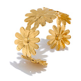 Dolce Floral Cuff Bracelet – Wide Open Bangle, Water-Resistant Design | Huna Jewelry
