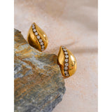 Small Gold Teardrop Earrings with Stones – Elegant Everyday Jewelry | Huna Jewelry