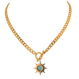 Georgia Sun Pendant Necklace – 18K Gold Cuban Chain | Huna Jewelry