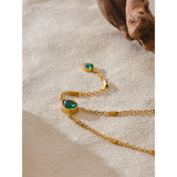 Aurora Y Chain Necklace – Green Cubic Zirconia Charms, Waterproof & Chic | Huna Jewelry