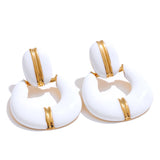 Kennedy Geometric Enamel Drop Earrings – Sleek & Stylish Statement Jewelry | Huna Jewelry