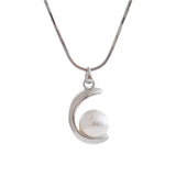 Cassia C-Shaped Pearl Pendant Necklace – Elegant & Timeless | Huna Jewelry